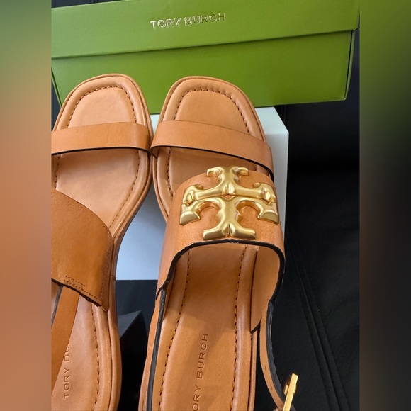 ELEANOR HEEL SANDAL 55MM VACHETTA LEATHER SIZE 7 BROWN NIB - Picture 4 of 7